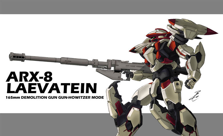 cannon character_name full_metal_panic! howitzer maachin_(hmh-project) mecha no_humans solo standing weapon