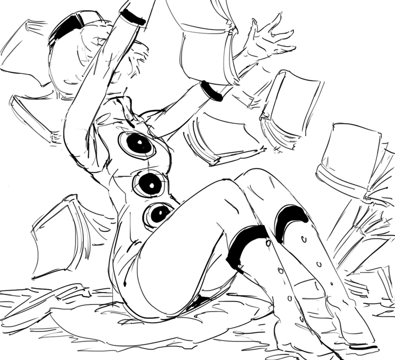 bb_(baalbuddy) book boots breasts dress elizabeth_(persona) floating_book greyscale happy hat monochrome persona persona_3 short_dress short_hair sitting sketch small_breasts solo