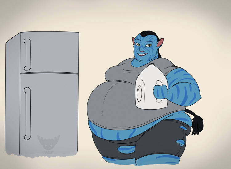 alien alien_humanoid anthro appliance basicbiscuit big_butt bottle butt clothing container daniel_(admiralakbar2) double_chin fridge hair huge_belly humanoid james_cameron's_avatar kitchen_appliance male morbidly_obese morbidly_obese_male na'vi obese obese_male overweight overweight_male ponytail solo thick_thighs torn_clothing underwear wardrobe_malfunction wide_hips