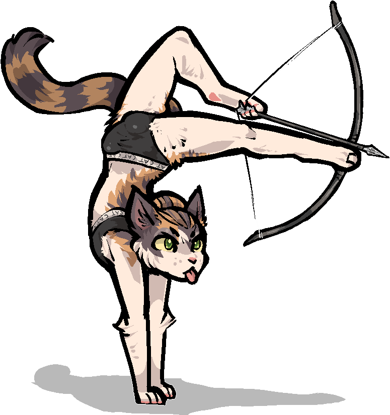 alpha_channel anthro arrow_(weapon) biped bow_(weapon) bulge clothed clothing domestic_cat felid feline felis fur holding_object holding_weapon jam_(artist) male mammal ranged_weapon simple_background solo tail tongue tongue_out transparent_background weapon