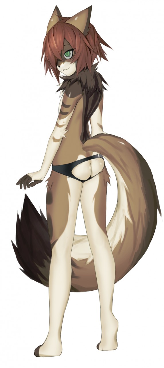 2020 anthro barefoot black_nose brown_body brown_ears brown_fingers brown_fur brown_hair brown_tail brown_toes butt canid canine clothed clothing countershading digital_media_(artwork) feet full-length_portrait fur girly green_eyes hair hair_over_eyes hi_res humanoid_hands kemono light lighting male mammal monotone_hair multicolored_body multicolored_fur multicolored_tail neck_tuft portrait rear_view rofortyseven rory_(foulsbane) shaded short_hair smile solo tail tan_arms tan_body tan_countershading tan_fur tan_legs tuft underwear underwear_only