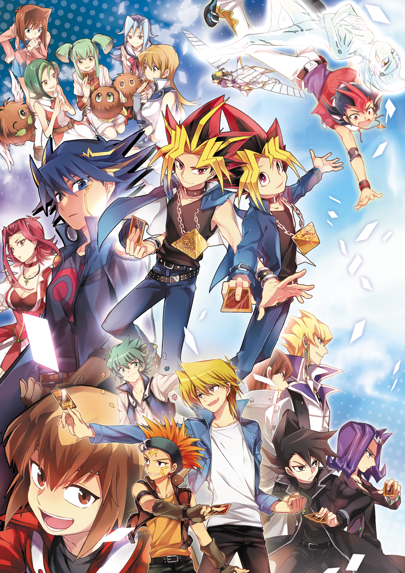 6+girls :d age_difference annotated astral_(yuu-gi-ou_zexal) bangs belt beltskirt black_hair blazer blonde_hair blue_eyes blue_hair bow bowtie bracelet breasts brother_and_sister brown_eyes brown_hair buckle card chain chin_stroking choker cleavage clenched_hand collar cropped_jacket crossed_arms crossover crow_hogan denim domino_high_school_uniform dress dual_persona duel_monster earrings elbow_gloves elbow_pads everyone facial_mark falling fingerless_gloves flipped_hair floating floating_object flying forehead_mark frown fudou_yuusei fur gloves glowing green_eyes green_hair grin hair_between_eyes hair_ornament hair_tie halftone hand_on_hip headband heterochromia holding holding_card hologram izayoi_aki jack_atlas jacket jeans jewelry johan_andersen jounouchi_katsuya kaiba_seto kamishiro_rin kamishiro_ryouga kneehighs kuriboh kuribon loafers long_hair long_sleeves looking_at_viewer looking_to_the_side luca_(yuu-gi-ou) manjoume_jun mazaki_anzu medium_breasts millennium_puzzle mizuki_kotori_(yuu-gi-ou_zexal) multicolored_hair multiple_belts multiple_boys multiple_girls mutou_yuugi nana0813 one_eye_closed open_clothes open_jacket open_mouth open_vest orange_hair outstretched_arm outstretched_arms pants parted_lips pendant pleated_skirt pointy_ears purple_eyes purple_hair reaching red_eyes red_hair school_uniform seiza serafuku serious shirt shoes short_dress short_hair_with_long_locks short_sleeves short_twintails siblings sidelocks sitting skirt sleeveless sleeveless_dress smile spiked_hair spread_arms steepled_fingers streaked_hair studded_belt tail tail_bow teeth tenjou_kaito tenjouin_asuka tsukumo_yuuma twintails two-tone_hair vest white_legwear white_skin winged_kuriboh wings yami_yuugi yellow_eyes yuu-gi-ou yuu-gi-ou_5d's yuu-gi-ou_duel_monsters yuu-gi-ou_gx yuu-gi-ou_zexal yuuki_juudai