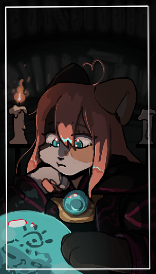 2023 ahoge aliasing anthro bangs black_nose border brown_body brown_fur calico_cat candle clothed clothed_anthro clothed_female clothing coat detailed_background digital_drawing_(artwork) digital_media_(artwork) domestic_cat empires_smp empires_smp_(season_2) felid feline felis female female_anthro fire fur glistening glistening_eyes glistening_hair hair hand_under_chin ldshadowlady long_hair loukiw mammal multicolored_body multicolored_fur oekaki orange_body orange_fur orb patch_(marking) pawpads paws pink_hair pink_pawpads shaded solo teal_eyes topwear white_body white_fur