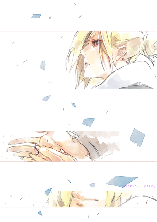 annie_leonhardt artist_name blonde_hair blue_eyes collage hands ian_olympia parted_lips profile shingeki_no_kyojin short_hair