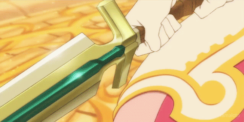 animated animated_gif dress estellise_sidos_heurassein green_eyes pink_hair sword tales_of_(series) tales_of_vesperia weapon