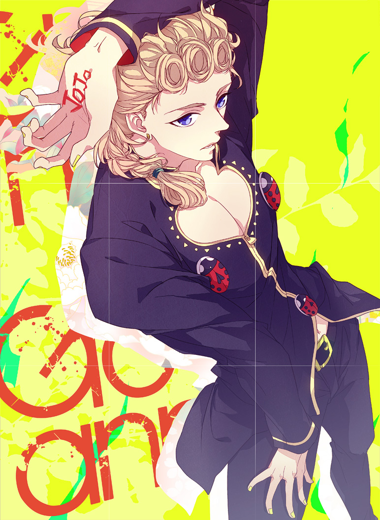 blonde_hair blue_eyes braid bug giorno_giovanna insect jojo_no_kimyou_na_bouken ladybug male_focus sara666 solo