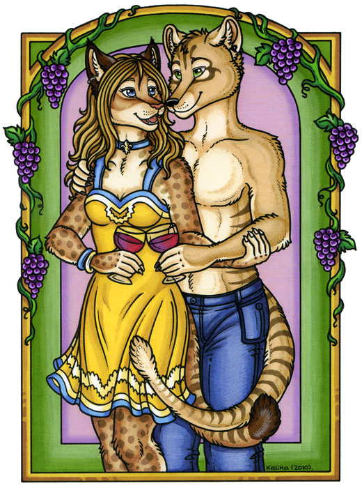alcohol beverage clothing dress duo felid feline female jeans kalika-tybera male mammal pants wine