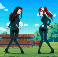 animated_png ass_shake cana_alberona erza_scarlet fairy_tail lowres skin_tight