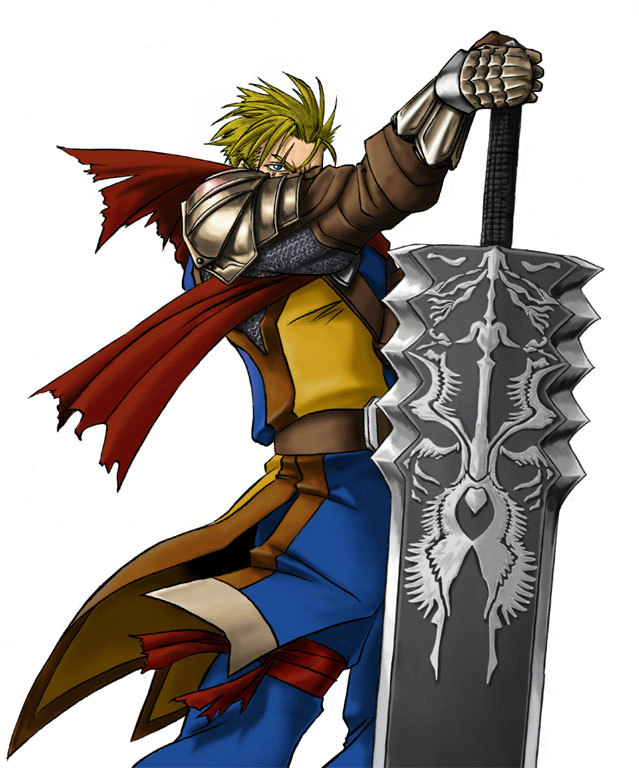 1boy armor blonde_hair blue_eyes huge_sword huge_weapon knight nigtouab scar scarf siegfried_schtauffen solo soul_calibur sword warrior weapon