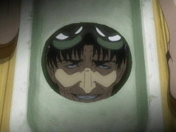 1boy 1girl animated animated_gif ass blue_hair blush breasts close-up creepy eyes_closed from_below goggles indoors kisaku large_breasts lowres navel nude panties panty_pull peeing pussy short_hair squat_toilet squatting standing toilet uncensored underwear voyeur voyeurism wrinkles