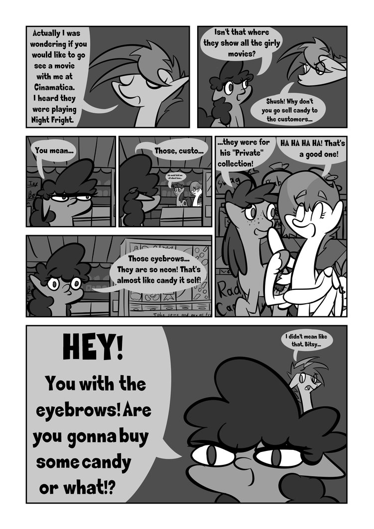 black_and_white cutie_mark dialog english_text equine eyes_closed female feral friendship_is_magic greyscale hair horse humor inside itsy_bitsy long_hair looking_at_viewer looking_back mammal monochrome my_little_pony open_mouth pegasus pony silverblazebrony smile text tongue wings
