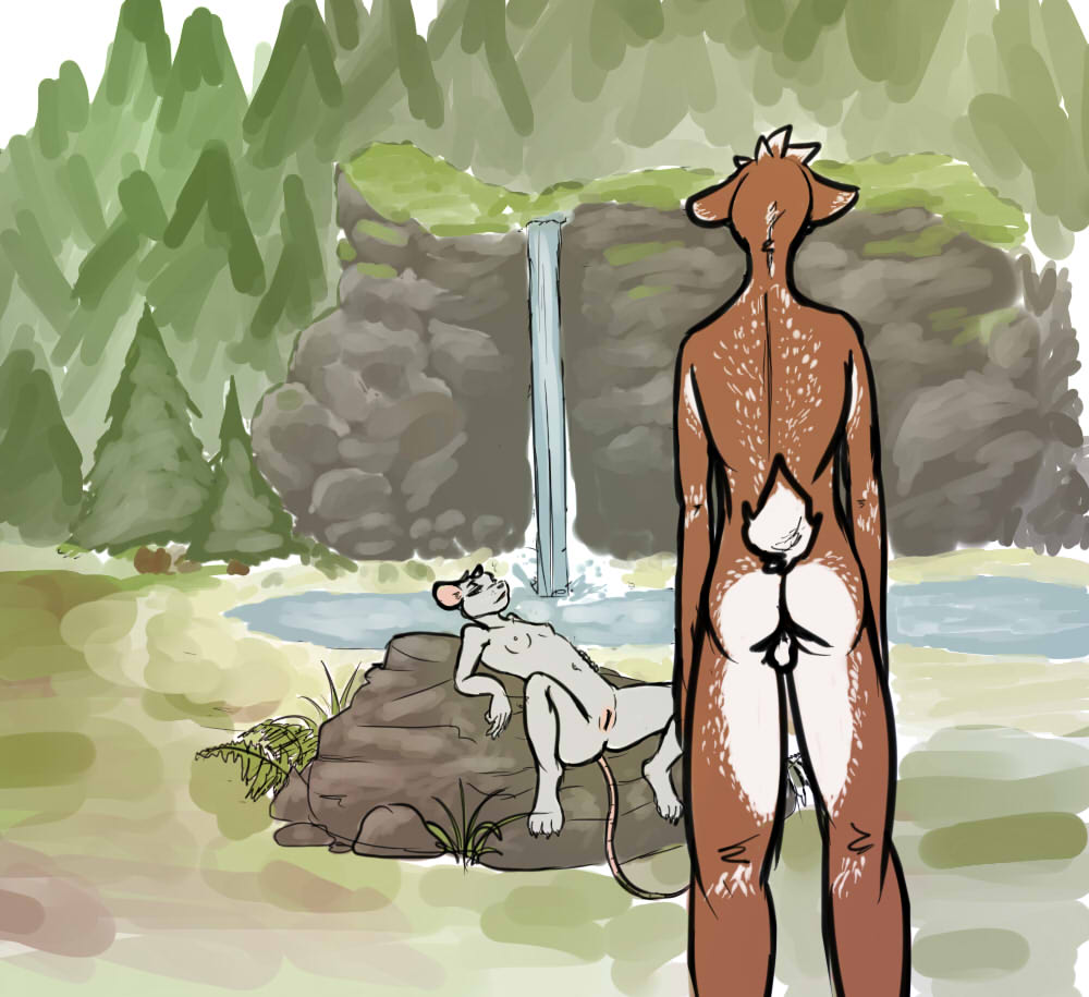 beach breasts brown_fur butt cervine deer duo female fern forest fur grass invalid_tag male mammal mouse nipples nude plant pool presenting pussy rock rodent sand seaside shanegdraco shore small_breasts tree water waterfall