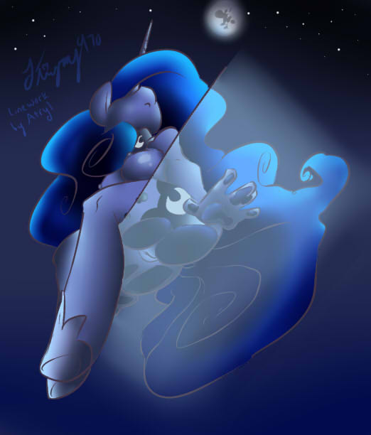 anthrofied atryl breasts butt cool_colors cutie_mark equine female friendship_is_magic horn horse mammal moon my_little_pony night pony princess_luna_(mlp) pussy solo stars stingray970 winged_unicorn wings