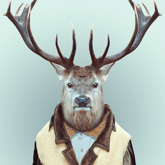 black_nose black_sclera blue_background brown_fur cervine clothed clothing deer fur looking_at_viewer male mammal plain_background simple_background solo stag yago_partal