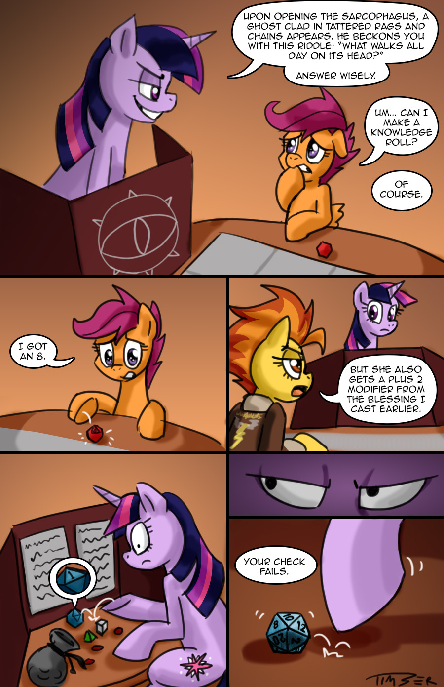 cheating comic d20 d4 dialog dice dungeons_&amp;_dragons english_test english_text equine evil female feral figurines friendship_is_magic group horn horse jacket mammal my_little_pony pegasus pluckyninja pony role-playing_game rpg scootaloo_(mlp) spitfire_(mlp) text tumblr twilight_sparkle_(mlp) unicorn wings wonderbolts_(mlp)