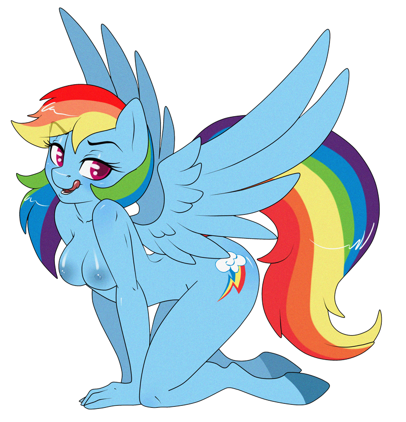 alpha_channel anthro anthrofied bedroom_eyes blue_fur breasts equine female four_fingers friendship_is_magic fur hair hooves mammal multi-colored_hair my_little_pony nipples pegasus pose rainbow_dash_(mlp) red_eyes solo sugarcup wings