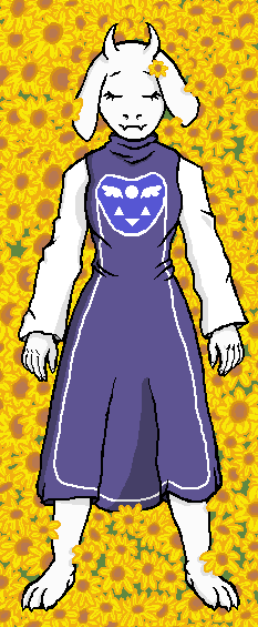 ambiguous_gender animal_ears anthro barefoot caprine claws clothed clothing eyes_closed flower fur goat hindpaw horn mammal paws plantigrade sleeping smile solo sunflower toriel undertale vappyvap white_fur