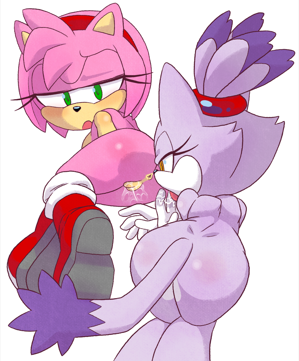 2girls amy_rose animal_ears anus ass blaze_the_cat cat_ears cat_tail eyelashes female furry gloves hairband half-closed_eyes hecticarts multiple_girls nude open_mouth pink_fur pussy pussy_juice sonic_the_hedgehog tail topknot transparent_background white_gloves yuri