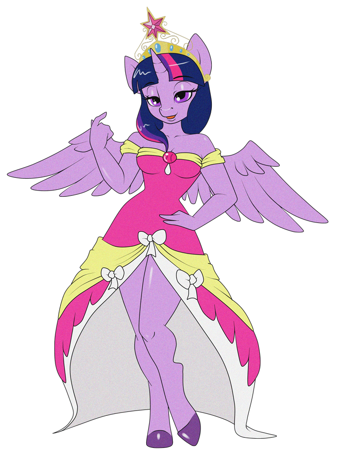 alpha_channel anthro anthrofied crown dress equine female friendship_is_magic gold hair hooves horn horse mammal multi-colored_hair my_little_pony plain_background pony purple_eyes purple_hair solo standing sugarcup transparent_background twilight_sparkle_(mlp) winged_unicorn wings