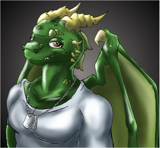 breasts clothed clothing dragon female fuf fursona gradient_background green_body grey_background horn hybrid invalid_color looking_at_viewer necklace plain_background reptile scalie shirt simple_background slit_pupils snake teeth wings yellow_eyes