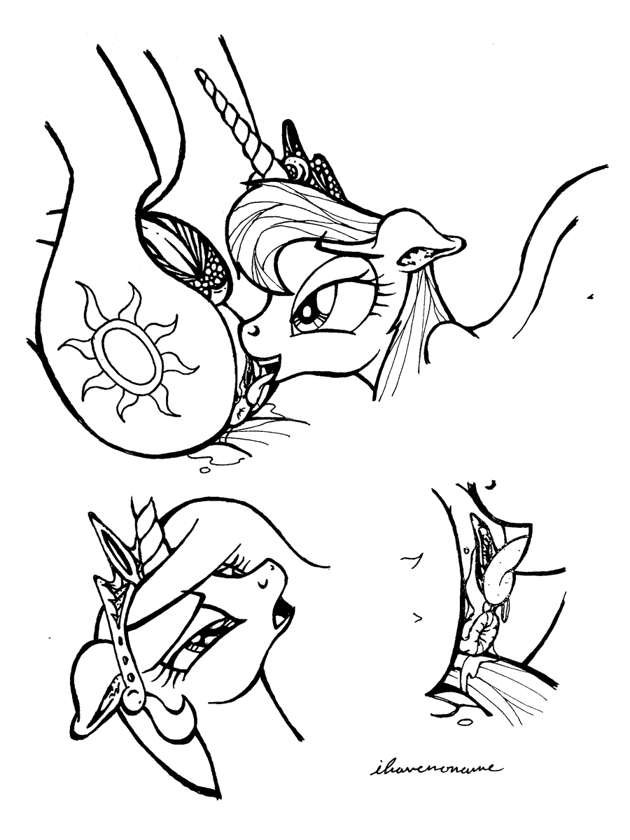 anus crown cunnilingus cutie_mark duo english_text equine female feral friendship_is_magic horn horse ihavnoname incest lesbian looking_at_viewer looking_back lying mammal monochrome my_little_pony on_front oral oral_sex plain_background pony princess_celestia_(mlp) princess_luna_(mlp) pussy sex sibling sisters text tongue vaginal white_background winged_unicorn wings