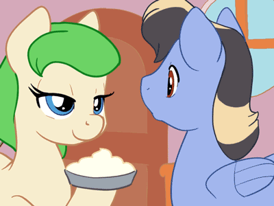 ajin animated blue_eyes blue_fur brown_eyes butt cutie_mark duo equine female fur green_hair hair hit horse inside male mammal my_little_pony open_mouth original_character pegasus pie pony two_tone_hair wings