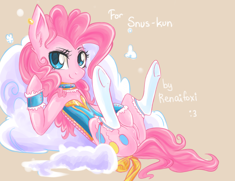 anus blue_eyes clothing cloud english_text equine female feral friendship_is_magic fur hair horse legwear looking_at_viewer mammal my_little_pony pink_fur pink_hair pinkie_pie_(mlp) pony pussy renaifoxi solo stockings text