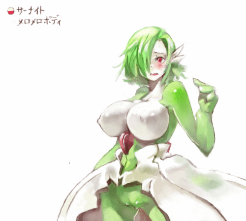 blush female gardevoir japanese_text nintendo no_nipples pok&#233;mon pok&eacute;mon pussy red_eyes text translated unknown_artist video_games
