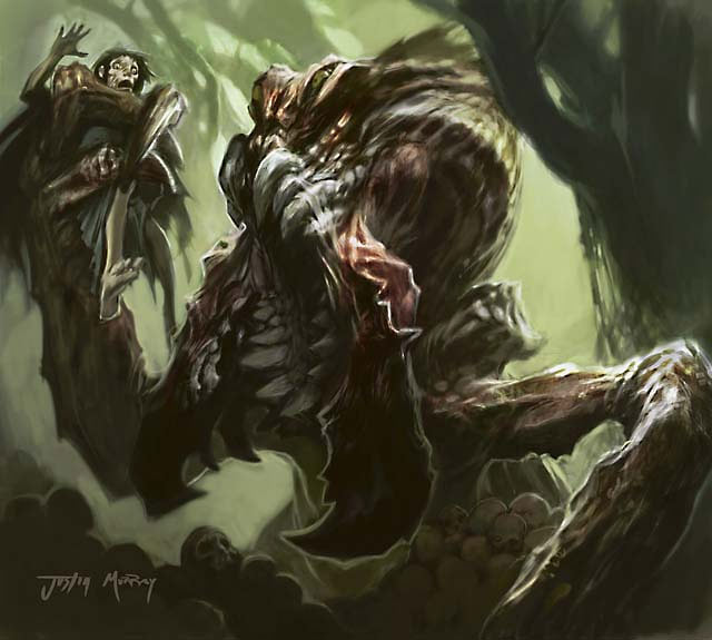 anthro arthropod black_hair duo feral forest green_eyes hair human imminent_death imminent_vore insect justin_murray magic_the_gathering mammal monster open_mouth plantigrade screaming skull tarragon toes tree vorarephilia vore wizards_of_the_coast