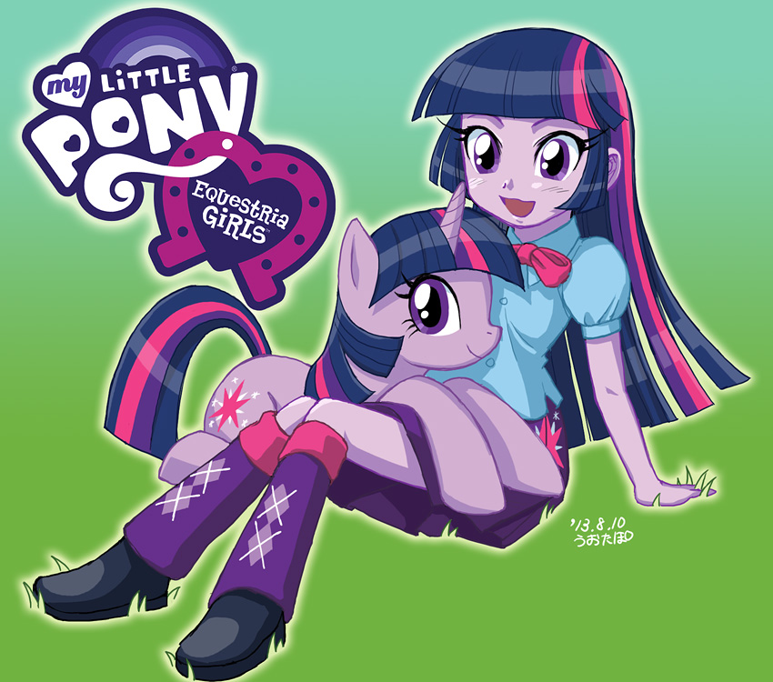 anthrofied boots breasts clothed clothing cutie_mark duo equestria_girls equine female friendship_is_magic fur hair horn horse looking_down mammal multi-colored_hair my_little_pony pony purple_eyes purple_fur purple_hair purple_skin sitting size_difference skirt smile square_crossover twilight_sparkle_(eg) twilight_sparkle_(mlp) twinkles uotapo winged_unicorn wings
