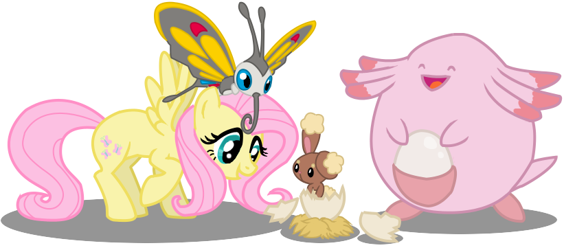 alpha_channel baby beautifly buneary chansey crossover cutie_mark egg equine female feral fluttershy_(mlp) friendship_is_magic fur group hair hatching horse mammal my_little_pony nest nintendo pegasus pink_hair plain_background pok&#233;mon pok&eacute;mon pony seaandsunshine smile trainer_card transparent_background video_games wings yellow_fur young