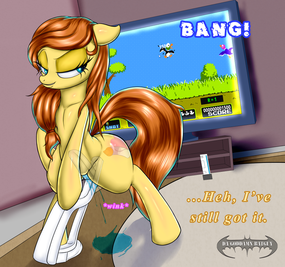 avian bang blue_eyes blush brown_fur brown_hair button's_mom button's_mom controller cursor cutie_mark da_goddamn_batguy duck duck_hunt english_text equine female feral fur game_controller gaming hair horse improvised_dildo insertion inside looking_back mammal masturbation milf moan mother multitasking my_little_pony navel nintendo one_eye_closed original_character parent penetration pony pussy_juice recliner shouting smile solo teeth television text vaginal vaginal_insertion vaginal_penetration video_games while_playing_videogame wii wink
