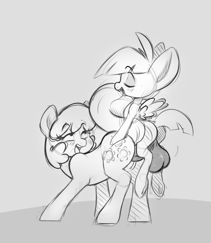 all_fours balls big_balls blush cheerilee_(mlp) cub cutie_mark doggystyle duo equine featherweight_(mlp) female feral friendship_is_magic from_behind horse looking_back male mammal monochrome my_little_pony open_mouth penetration pony pussy sbshouseofpancakes sex sketch straight young