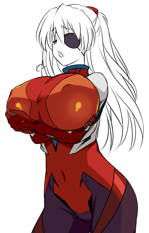 alternate_breast_size bad_id bad_pixiv_id bodysuit breast_hold breasts cosplay evangelion:_3.0_you_can_(not)_redo eyepatch hairpods huge_breasts kamia_(not_found) long_hair matsuoka_kiyone neon_genesis_evangelion original partially_colored plugsuit rebuild_of_evangelion shikinami_asuka_langley shikinami_asuka_langley_(cosplay) sigh solo souryuu_asuka_langley twintails