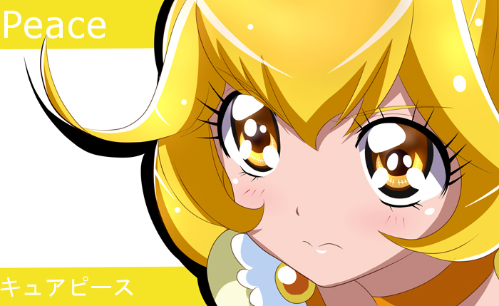 blonde_hair character_name choker cure_peace face hair_flaps haru_(nature_life) kise_yayoi long_hair magical_girl precure serious smile_precure! solo yellow yellow_eyes