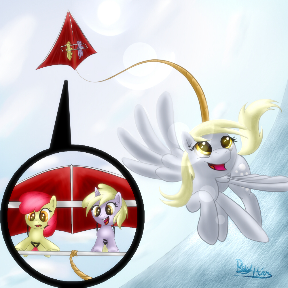 apple_bloom_(mlp) blonde_hair cub cutie_mark derpy_hooves_(mlp) dinky_hooves_(mlp) equine female feral friendship_is_magic fur grey_fur hair hang_glider horn horse long_hair mammal my_little_pony open_mouth pegasus pony rayhiros red_hair rope smile tongue unicorn wings yellow_eyes young
