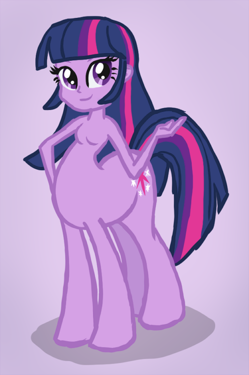 breasts centaur cutie_mark equestria_girls equine female feral friendship_is_magic fur hair horn horse human looking_at_viewer mammal multi-colored_hair my_little_pony plain_background pony purple_eyes purple_fur small_breasts smile solo taur twilight_sparkle_(eg) twilight_sparkle_(mlp) unicorn what_has_science_done