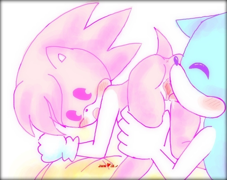 amy_rose anthro blue_body blush breasts cunnilingus cute duo eyes_closed female gloves hair hedgehog horny hot jun licking looking_back male mammal nipples oral oral_sex pink_body pink_hair plain_background pussy saliva sega sex simple_background sonic_(series) sonic_the_hedgehog straight tongue tongue_out toungue vaginal white_background