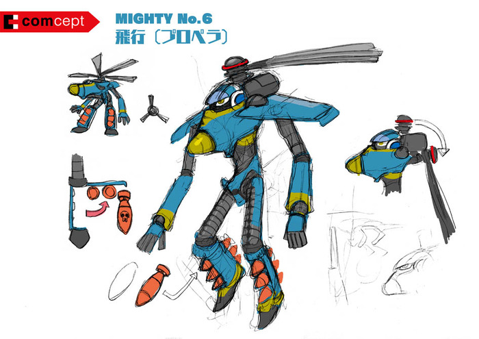 aviator_(mighty_no._9) concept_art helicopter kickstarter kimoto_takenori mighty_no._6 mighty_no._9 missile no_humans robot solo