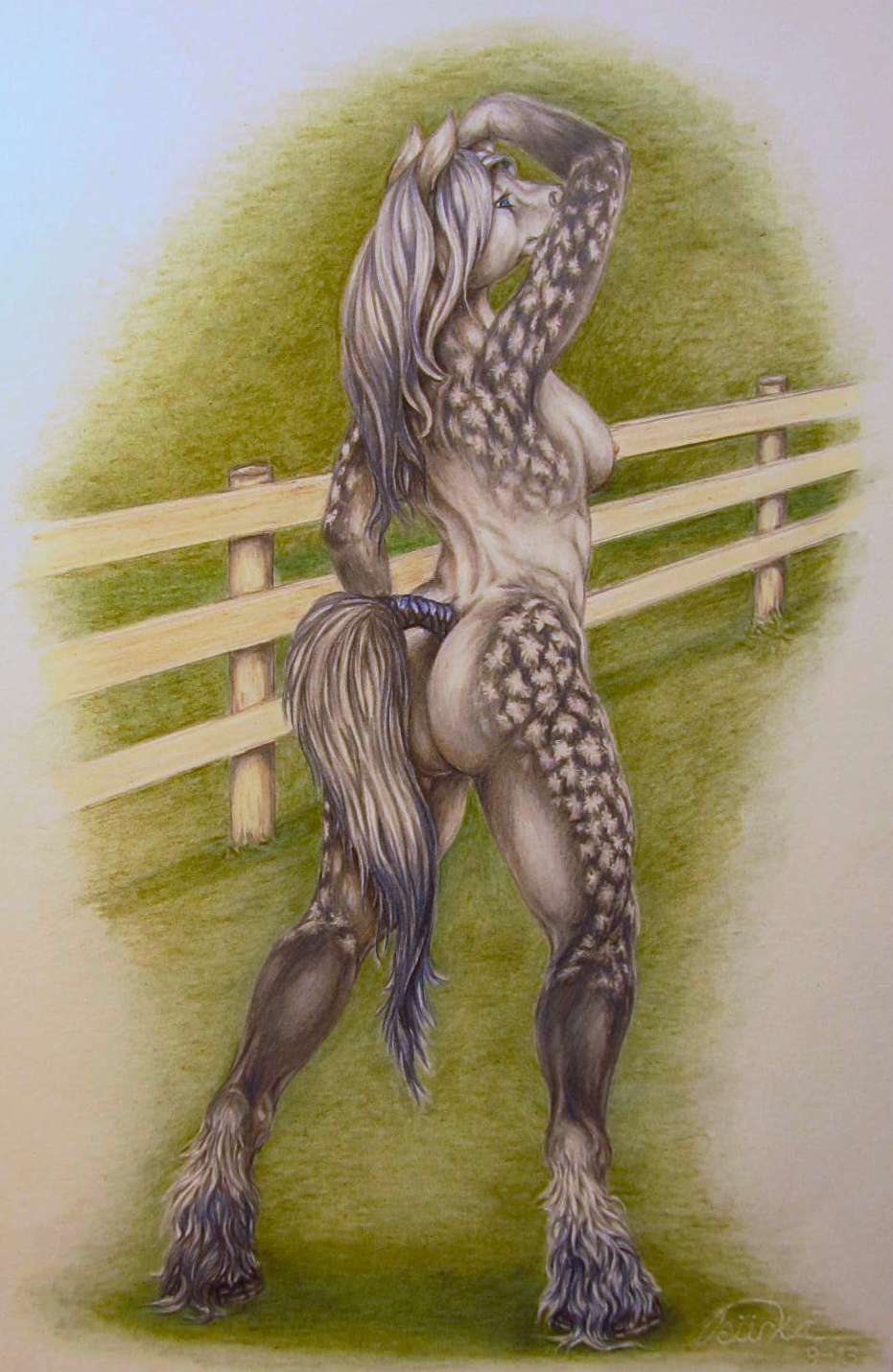 breasts butt equine female horse mammal nude side_boob solo teiirka
