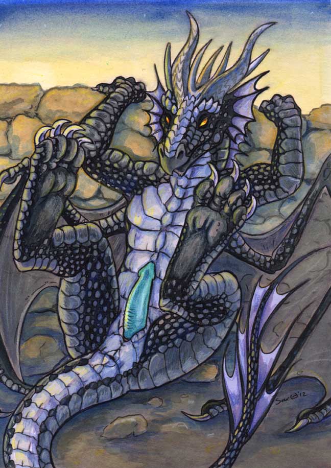 anus caribou_(artist) dragon erection male penis sara_palmer scalie solo wings