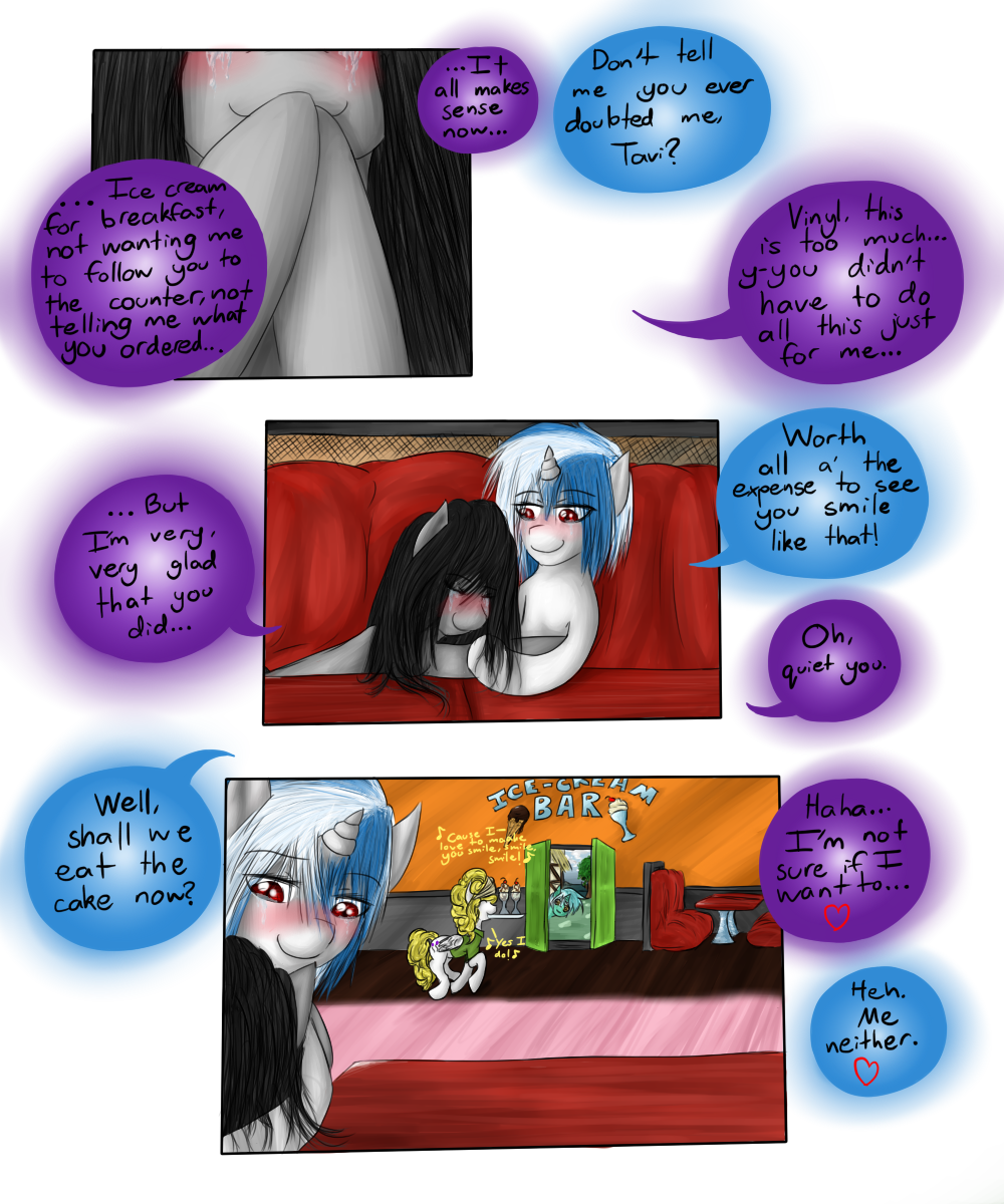 black_hair blue_hair comic dialog english_text equine female feral friendship_is_magic fur grey_fur group hair hewhoerasesmost horn horse inside mammal my_little_pony octavia_(mlp) pony red_eyes sitting text two_tone_hair unicorn vinyl_scratch_(mlp) white_fur
