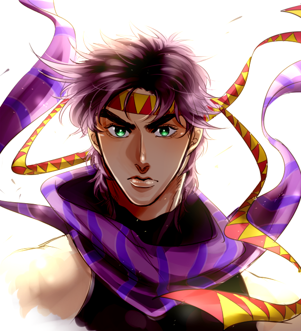 green_eyes headband jojo_no_kimyou_na_bouken joseph_joestar_(young) konoyasoul male_focus purple_hair scarf solo