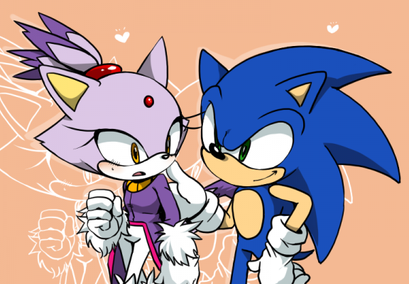 1girl :o blaze_the_cat blush creature fur_trim furry gloves green_eyes orange_background parted_lips pointy_ears ponytail simple_background sonic sonic_the_hedgehog spikes white_gloves yellow_eyes