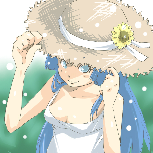 aoki_reika bare_shoulders dress flower happy hat kasetsu looking_at_viewer precure smile smile_precure! solo straw_hat