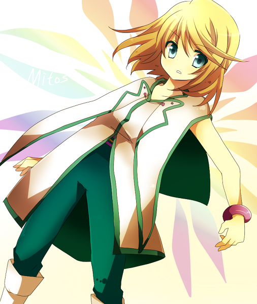 1boy angel_wings blonde_hair mithos_yggdrasill solo tales_of_(series) tales_of_symphonia wings