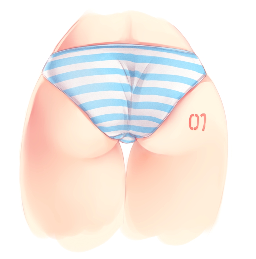 ass ass_focus close-up hatsune_miku panties simple_background solo striped striped_panties thigh_gap thighs underwear vocaloid wakatsuki_you white_background