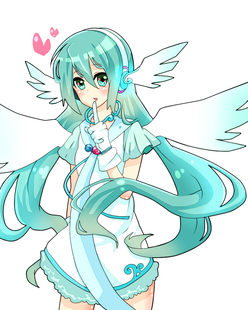 bad_id bad_pixiv_id blue_eyes blue_hair blue_skirt gloves hatsune_miku long_hair skirt solo twintails vocaloid wings