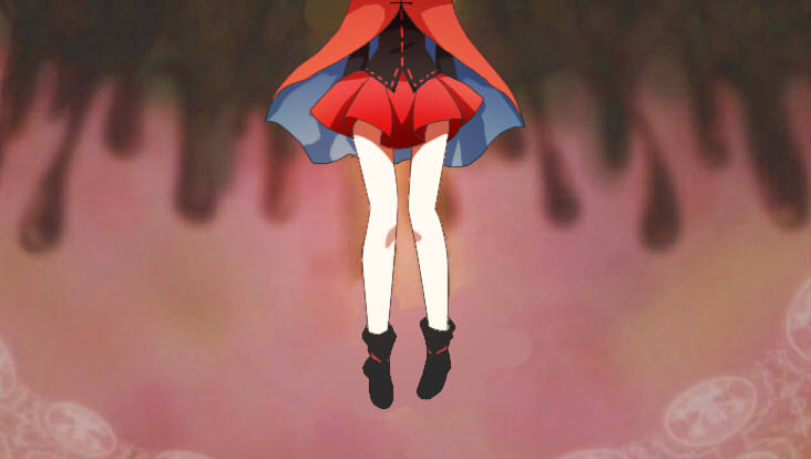 bad_id bad_pixiv_id bare_legs boots cape headless mahou_shoujo_madoka_magica mami_mogu_mogu miniskirt parody red_skirt sekibanki skirt solo tomoe_mami touhou