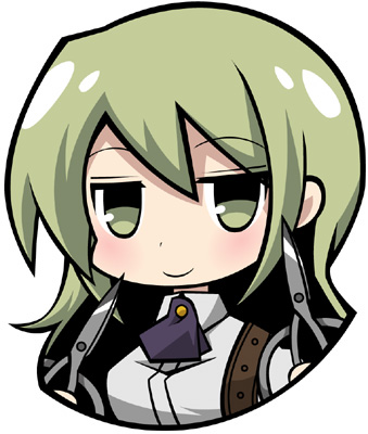 bad_id bad_pixiv_id blush chibi green_eyes green_hair long_hair looking_at_viewer lowres original scissors simple_background smile solo syno upper_body white_background